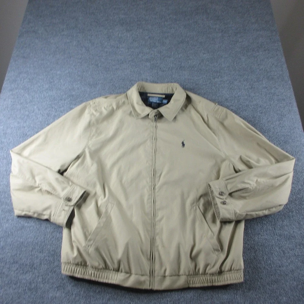 Polo Ralph Lauren Jacket Mens 2XL Beige Harrington Full Zip Lined Windbreaker